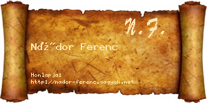 Nádor Ferenc névjegykártya